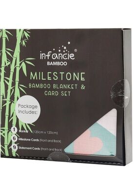 Infancie Bamboo Milestone Baby Blanket & Card Set